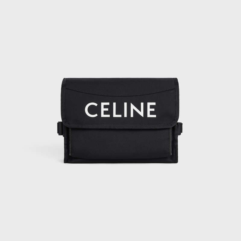 Sac Messenger Celine Small Randonnée In Nylon With Celine Print Noir | CL-591859