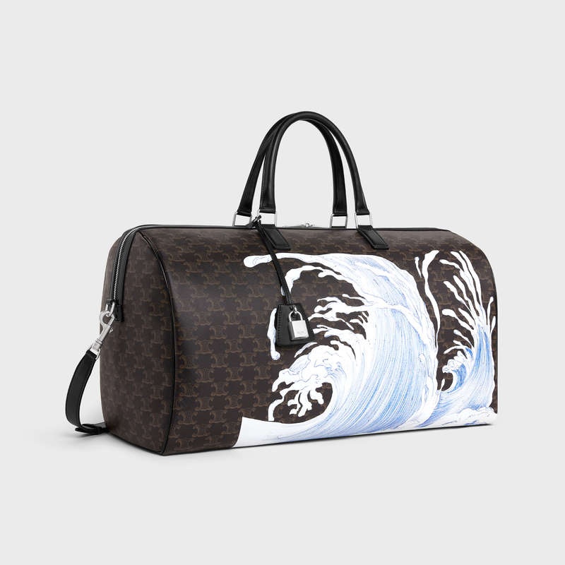 Sacs De Voyage Celine Large In Triomphe Tela With David Weiss Wave Print Noir | CL-591819