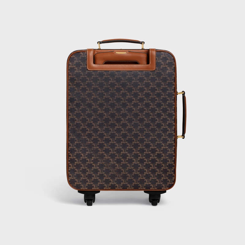 Sacs De Voyage Celine Small Trolley In Triomphe Tela And Calfskin Marron | CL-591824