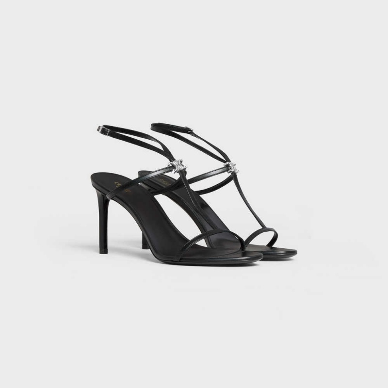 Sandale Celine Bar Triomphe In Calfskin Noir | CL-592598