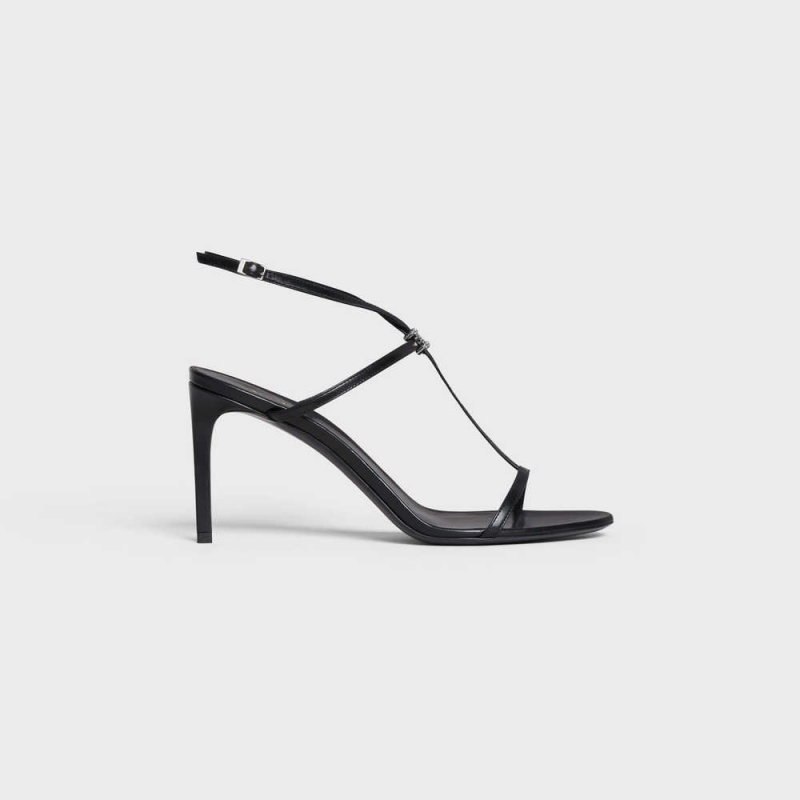 Sandale Celine Bar Triomphe In Calfskin Noir | CL-592598