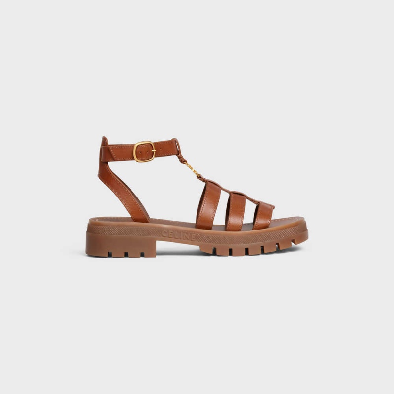 Sandale Celine Clea Triomphe Gladiator Chunky In Calfskin - Vegetal Tanning Marron | CL-592574