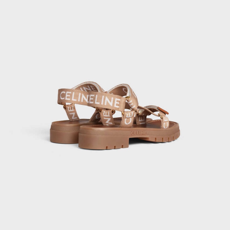 Sandale Celine Leo Lanières In Laine With Jacquard Beige Clair Blanche | CL-592592