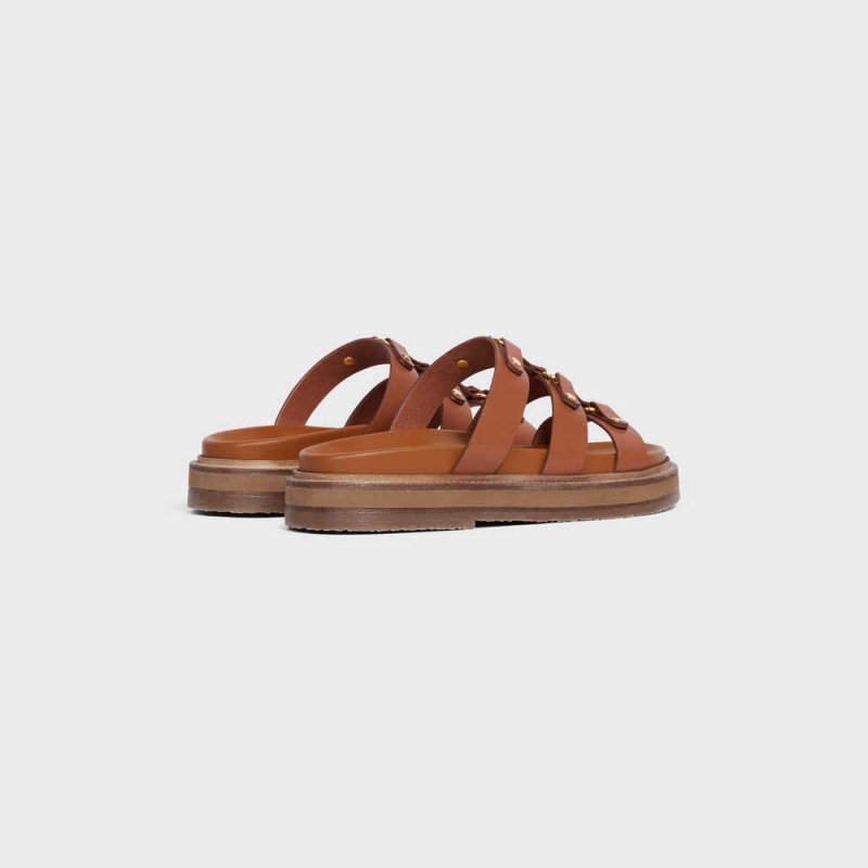 Sandale Celine Tippi Slides In Calfskin - Vegetal Tanning Marron | CL-592580