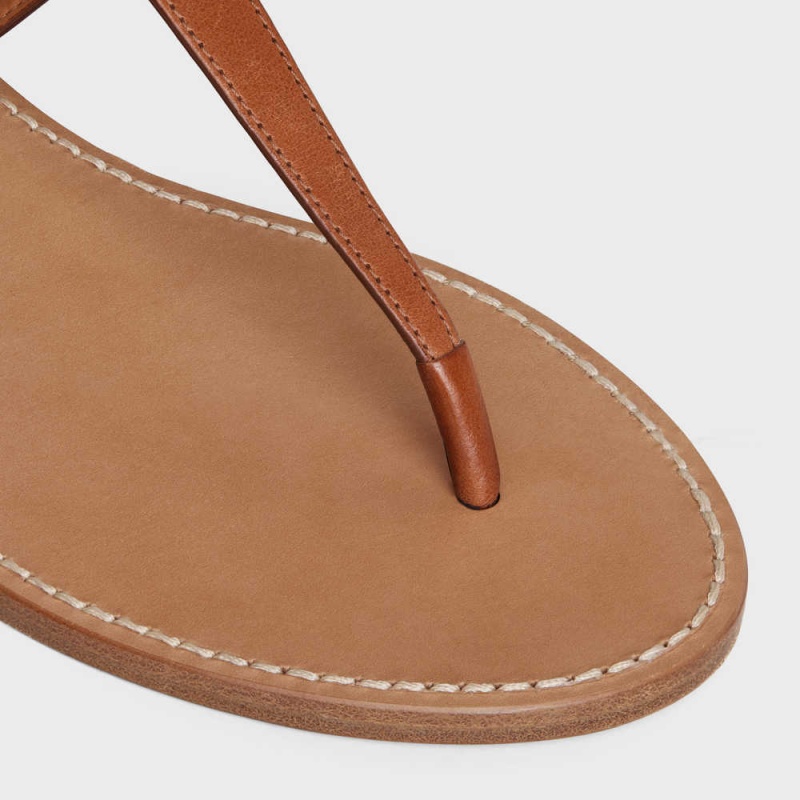 Sandale Celine Triomphe Lanières In Vegetable - Tanned Calfskin Marron | CL-592590