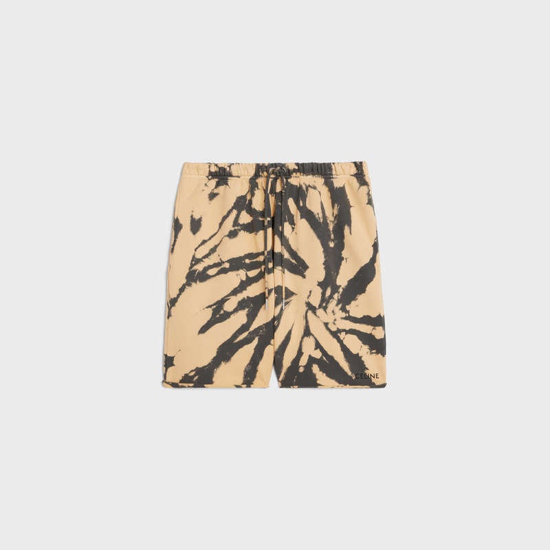 Short Celine In Tie-dye Coton Fleece Grise Beige Noir | CL-592079