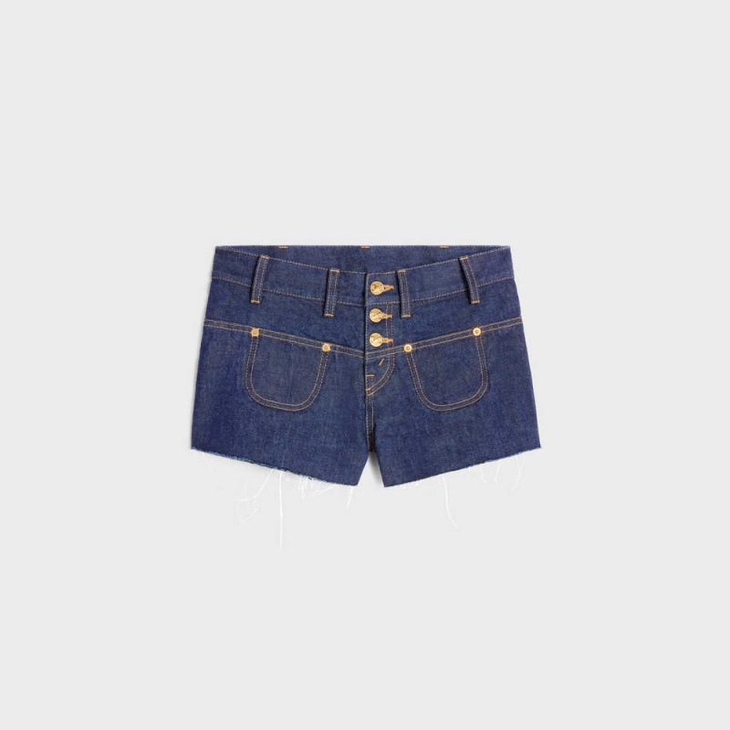 Short Celine Mini In Rinsed Wash Denim Bleu Royal | CL-592747