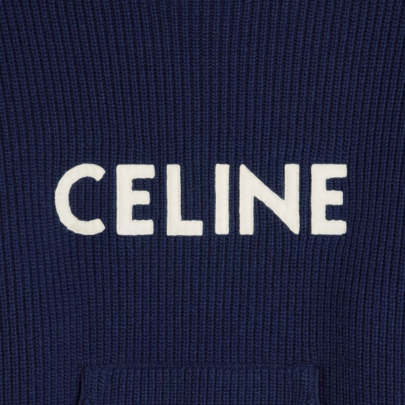 Sweats Celine Encapuchonné In Nervuré Laine Bleu Marine | CL-592110