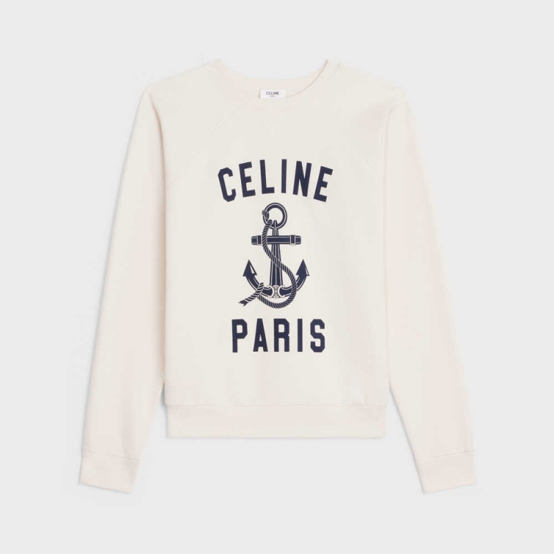 Sweats Celine Paris Anchor In Cashmere Fleece Blanche | CL-592801