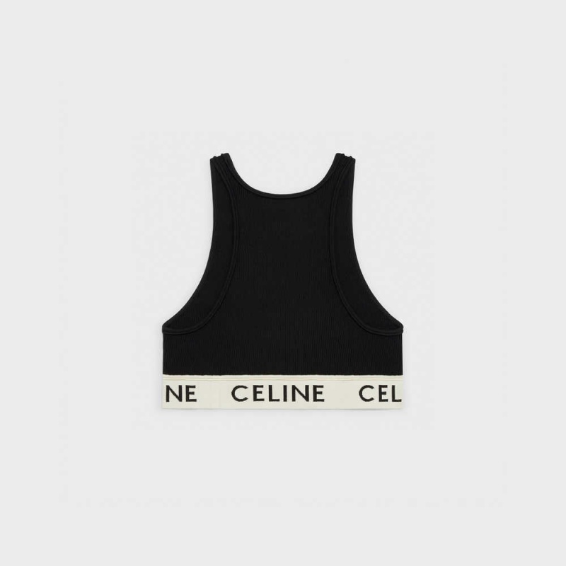 Sweats Celine Sports Bra In Athlétiques Knit Noir Blanche | CL-592808