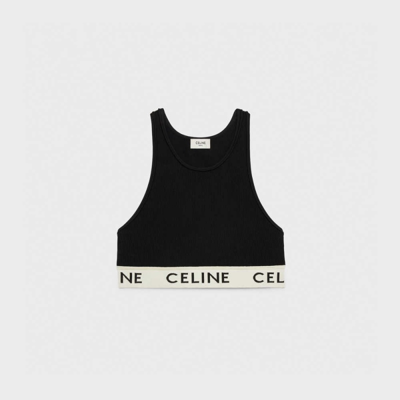 Sweats Celine Sports Bra In Athlétiques Knit Noir Blanche | CL-592808