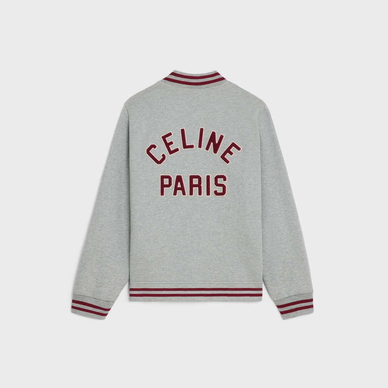 Sweats Celine Teddy College In Coton Fleece Grise Rouge Violette | CL-592117