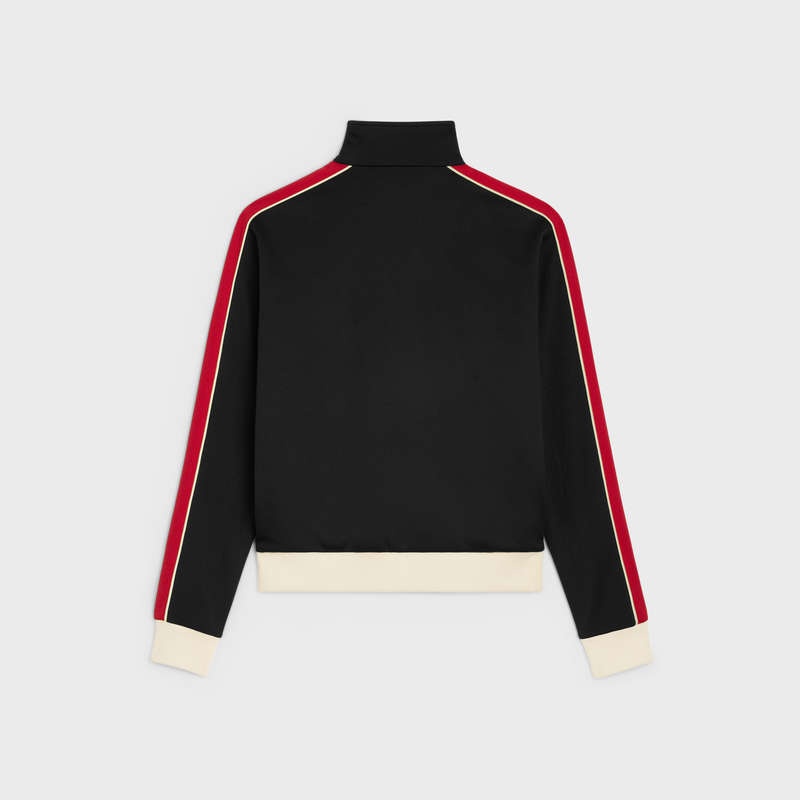 Sweats Celine Tracksuit In Double Face Jersey Noir Rouge | CL-592120