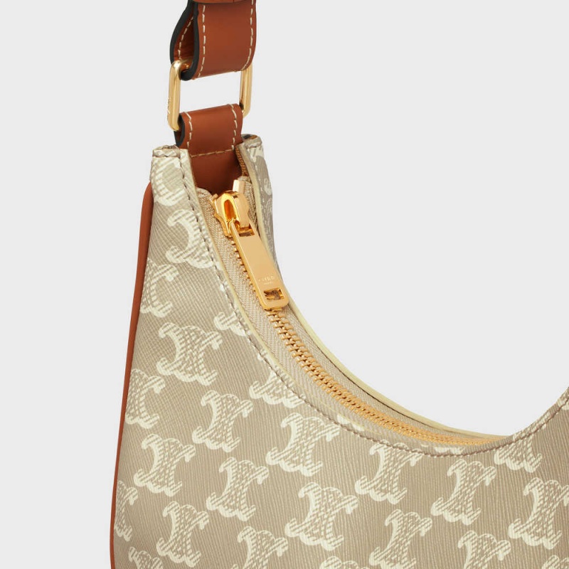 Triomphe Canvas Celine Ava Bag In And Calfskin Beige | CL-593129