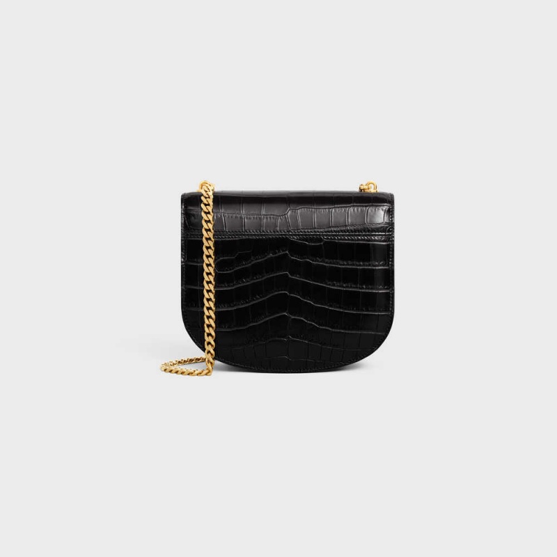 Triomphe Celine Chain Besace Clea In Niloticus Crocodile Noir | CL-593224