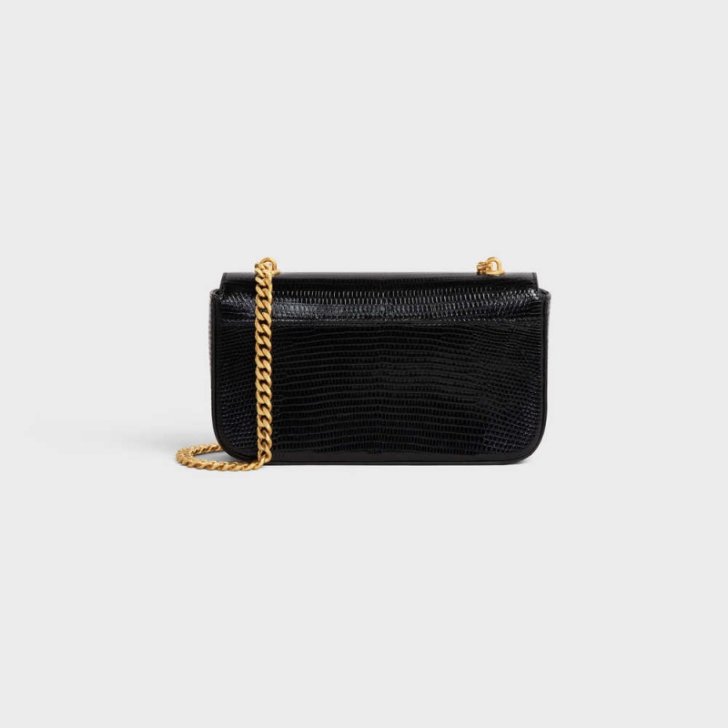 Triomphe Celine Chain Shoulder Bag In Lizard Noir | CL-593234