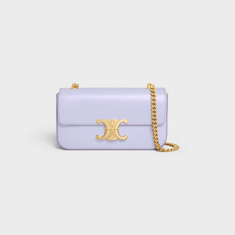 Triomphe Celine Chain Shoulder Bag In Shiny Calfskin Lavande Clair | CL-593232