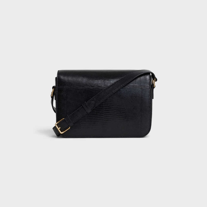 Triomphe Celine Classique Bag In Lizard Noir | CL-593189