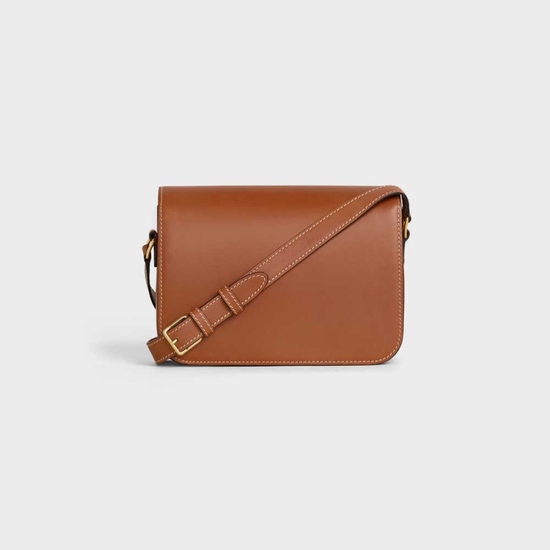 Triomphe Celine Classique Bag In Natural Calfskin Marron | CL-593184