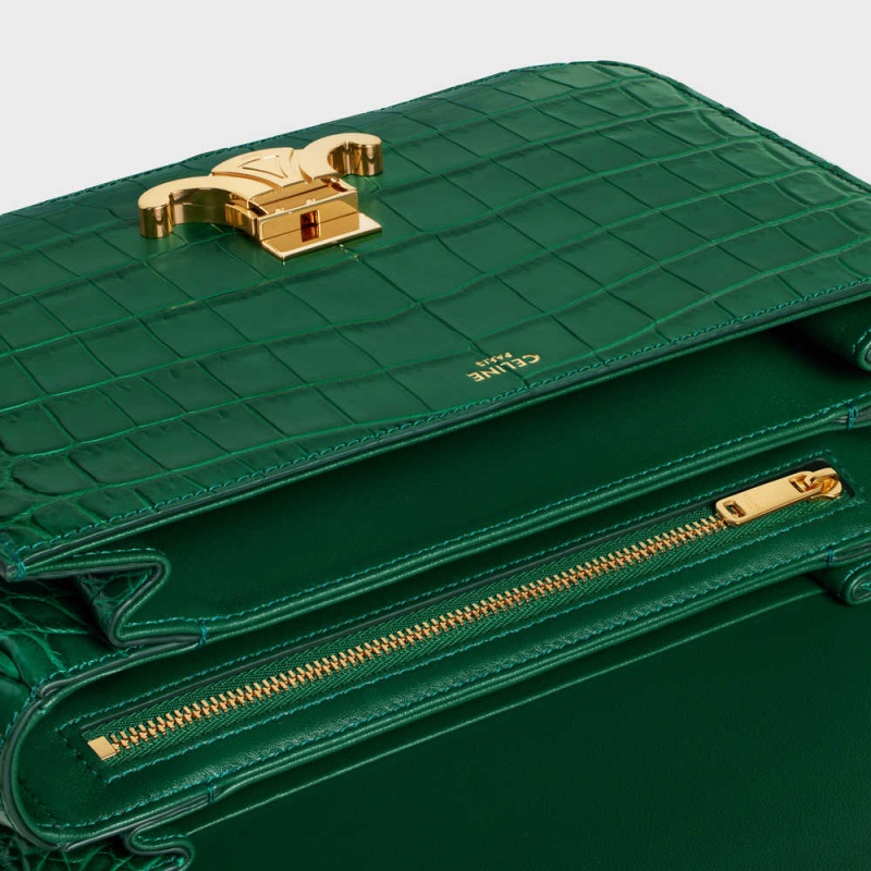 Triomphe Celine Classique Bag In Niloticus Crocodile Vert | CL-593190