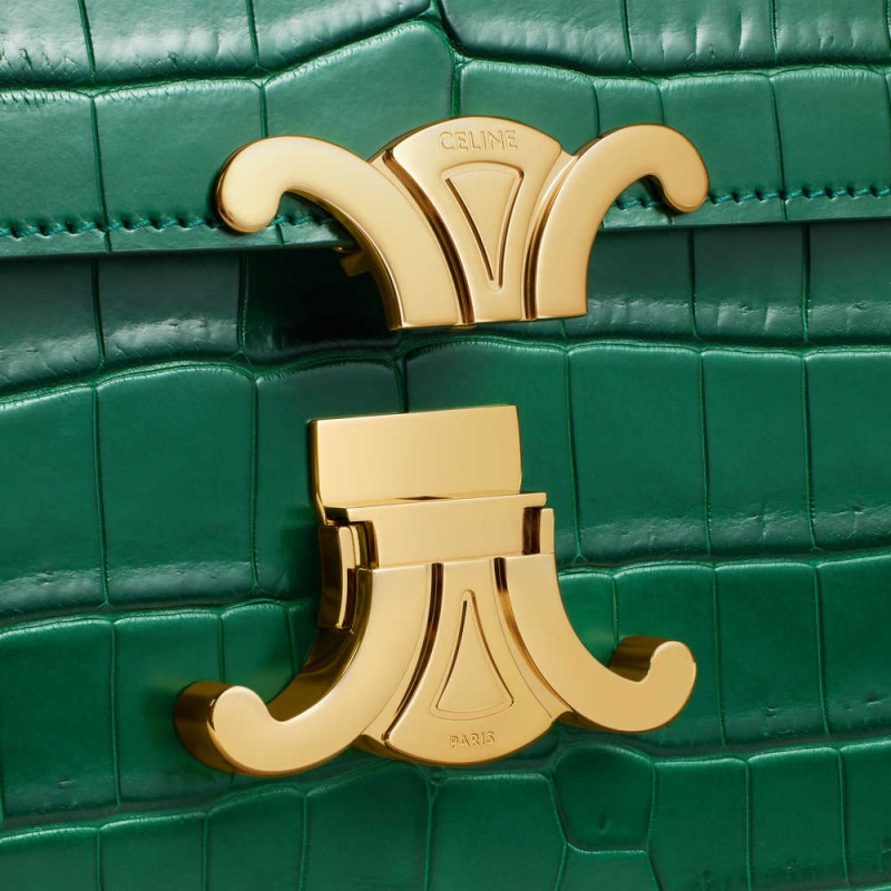 Triomphe Celine Classique Bag In Niloticus Crocodile Vert | CL-593190