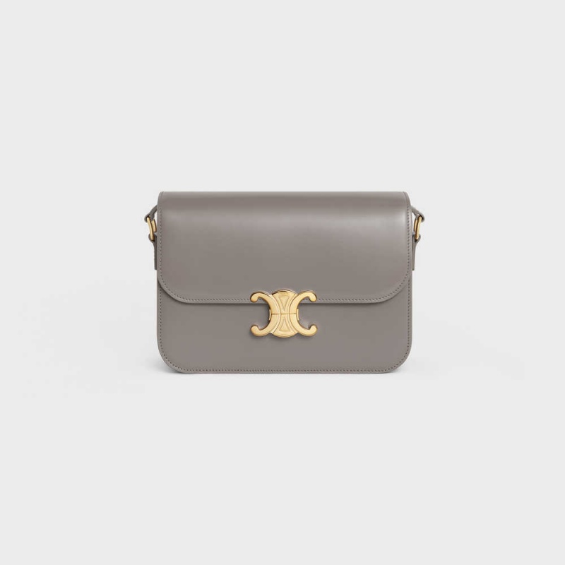 Triomphe Celine Classique Bag In Shiny Calfskin Grise | CL-593186