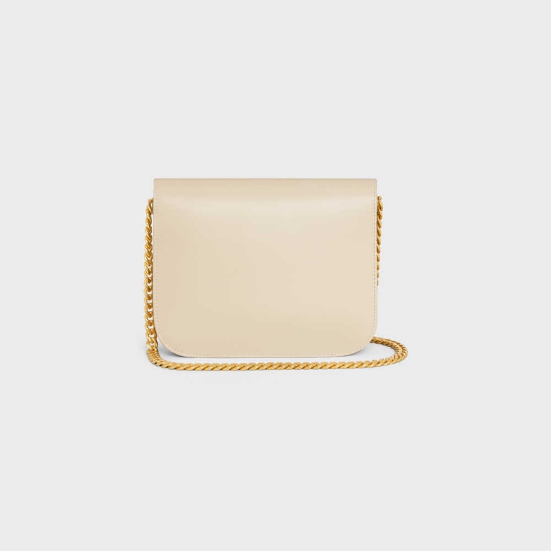 Triomphe Celine College Bag In Shiny Calfskin Beige | CL-593169