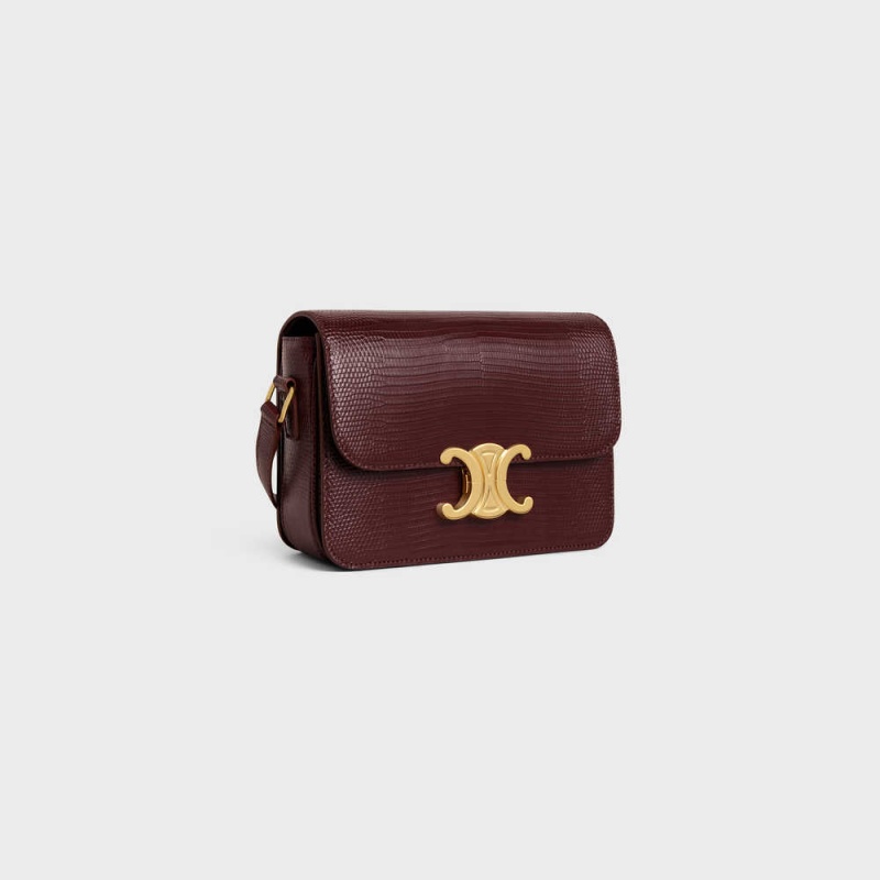 Triomphe Celine Teen Bag In Lizard Bordeaux Foncé | CL-593214