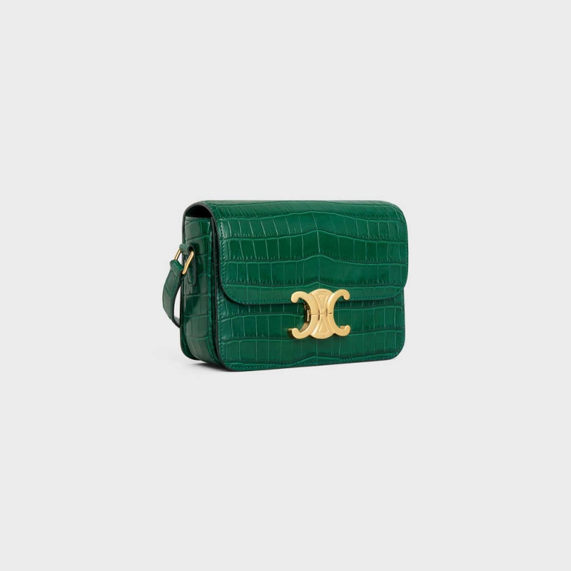 Triomphe Celine Teen Bag In Niloticus Crocodile Vert | CL-593210