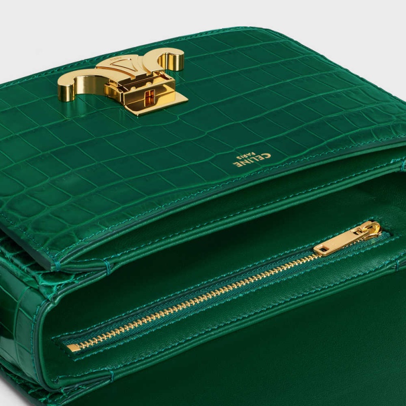 Triomphe Celine Teen Bag In Niloticus Crocodile Vert | CL-593210