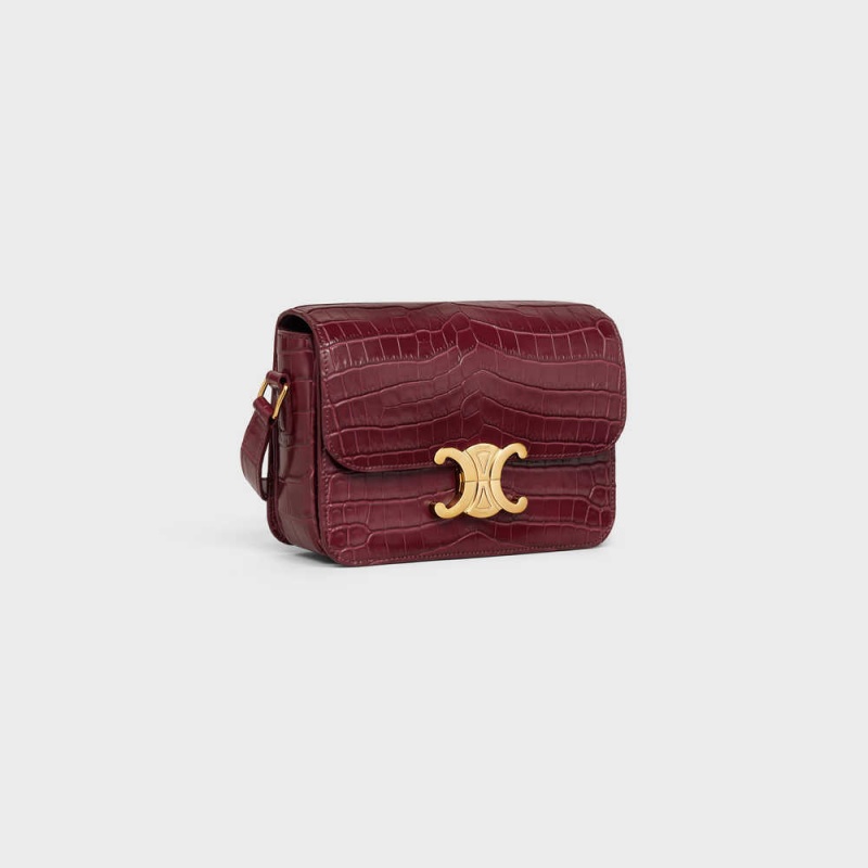 Triomphe Celine Teen Bag In Niloticus Crocodile Bordeaux | CL-593209