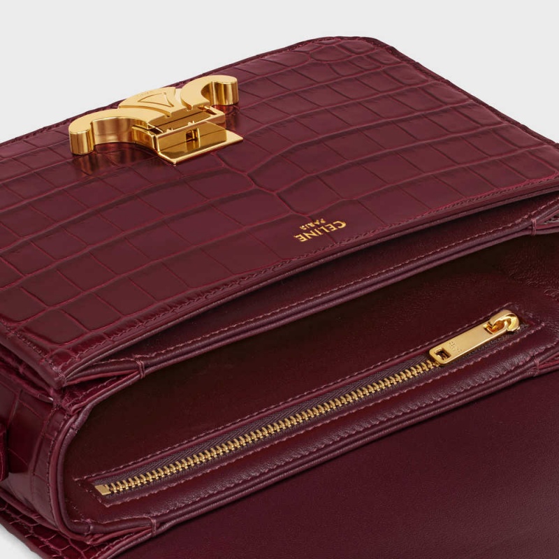 Triomphe Celine Teen Bag In Niloticus Crocodile Bordeaux | CL-593209