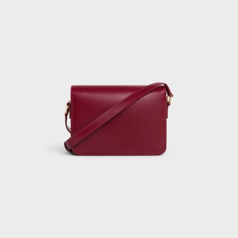 Triomphe Celine Teen Bag In Shiny Calfskin Bordeaux | CL-593197