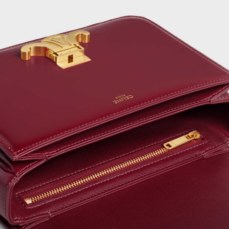 Triomphe Celine Teen Bag In Shiny Calfskin Bordeaux | CL-593197