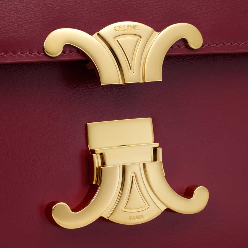 Triomphe Celine Teen Bag In Shiny Calfskin Bordeaux | CL-593197