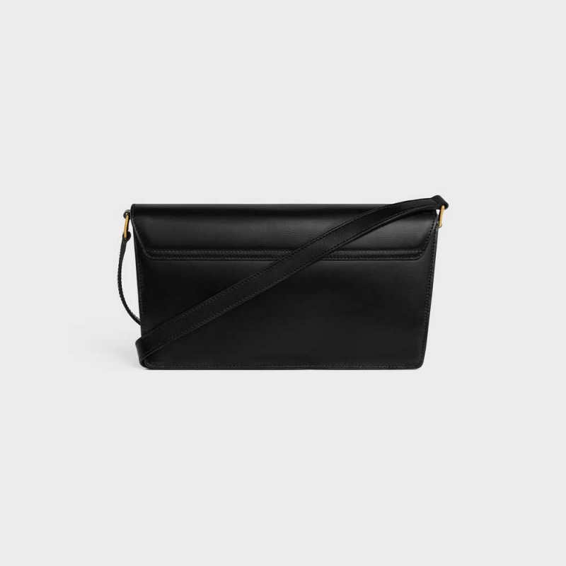 Triomphe Celine Trapeze Bag In Shiny Calfskin Noir | CL-593248