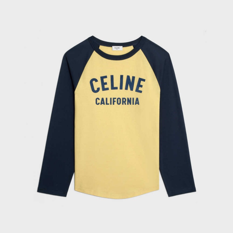 T-shirt Celine California 70 S In Coton Jersey Citron | CL-592811