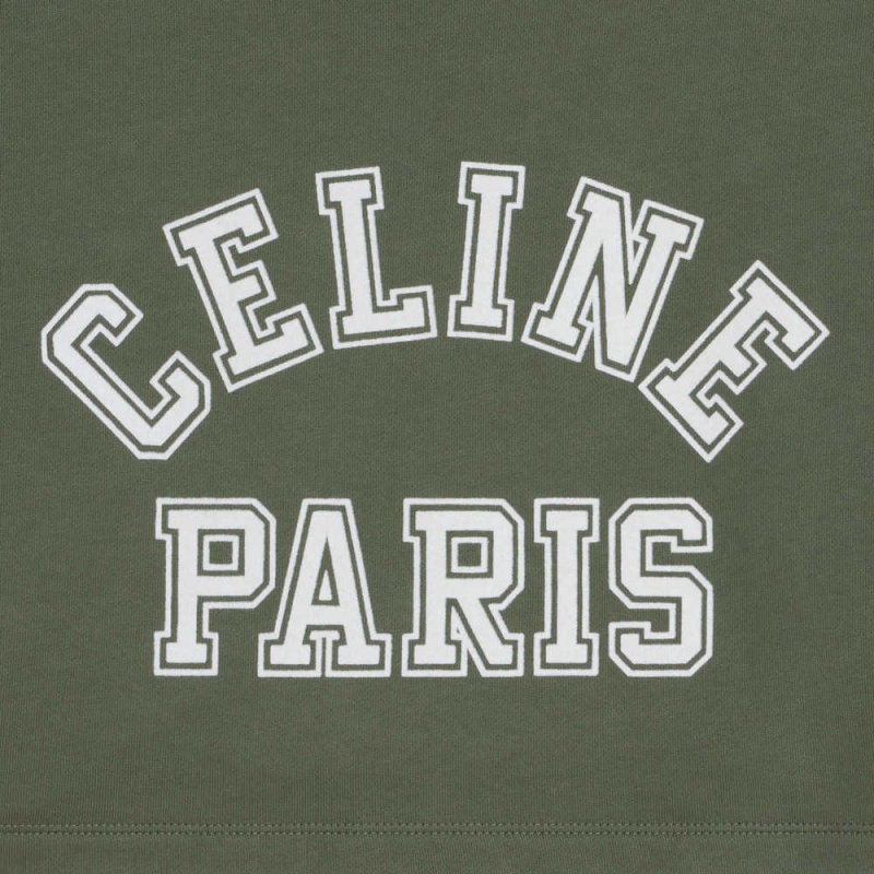 T-shirt Celine Cropped In Coton Fleece Blanche | CL-592790