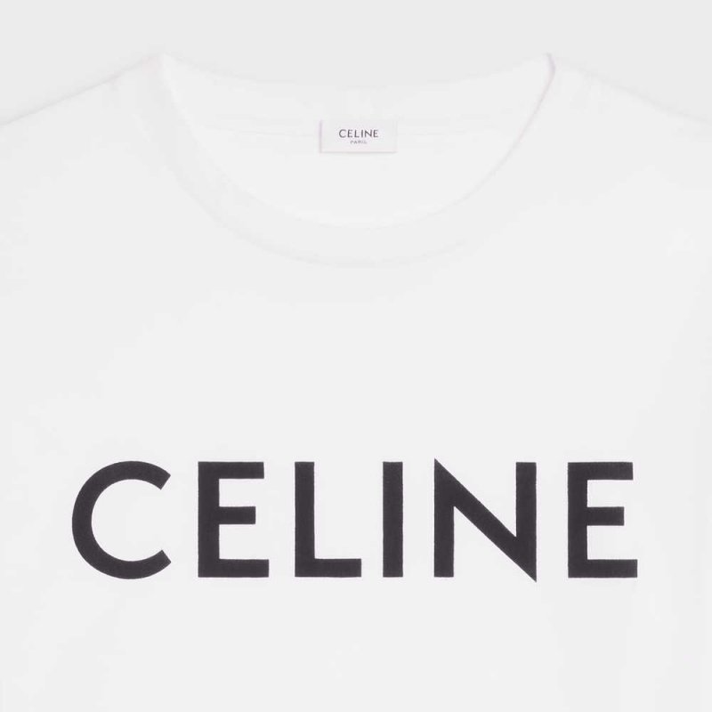 T-shirt Celine Cropped In Coton Jersey Blanche | CL-592791