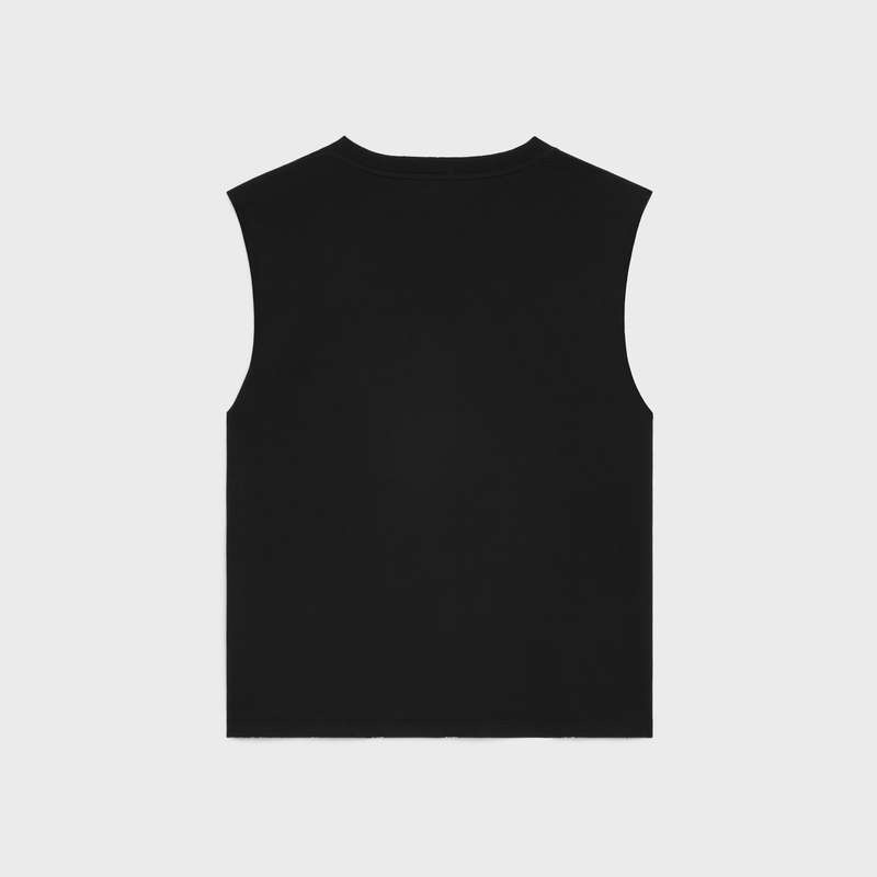 T-shirt Celine Everything Special Tank In Coton Noir Blanche | CL-592122