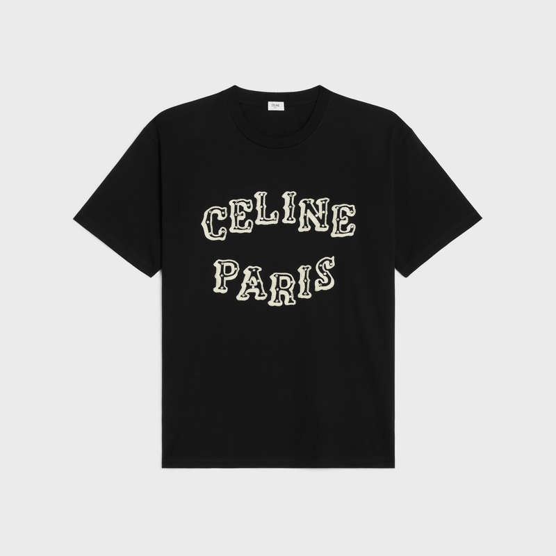 T-shirt Celine Loose Embroidered In Coton Jersey Noir Blanche | CL-592133