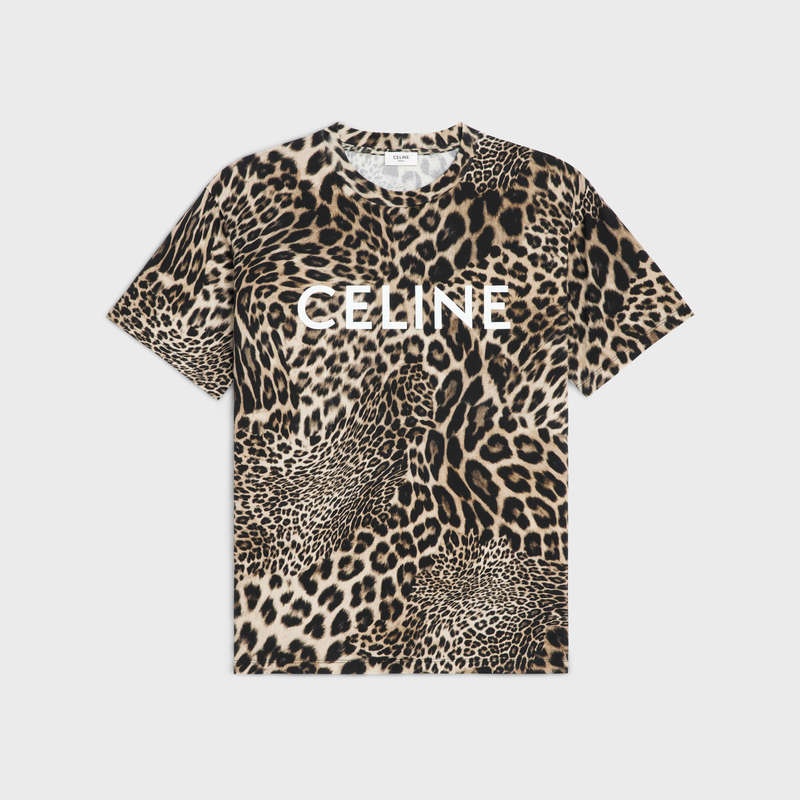 T-shirt Celine Loose In Coton Jersey Leopard | CL-592135