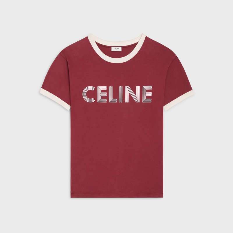 T-shirt Celine Loose In Coton Jersey Rouge Violette Blanche | CL-592126