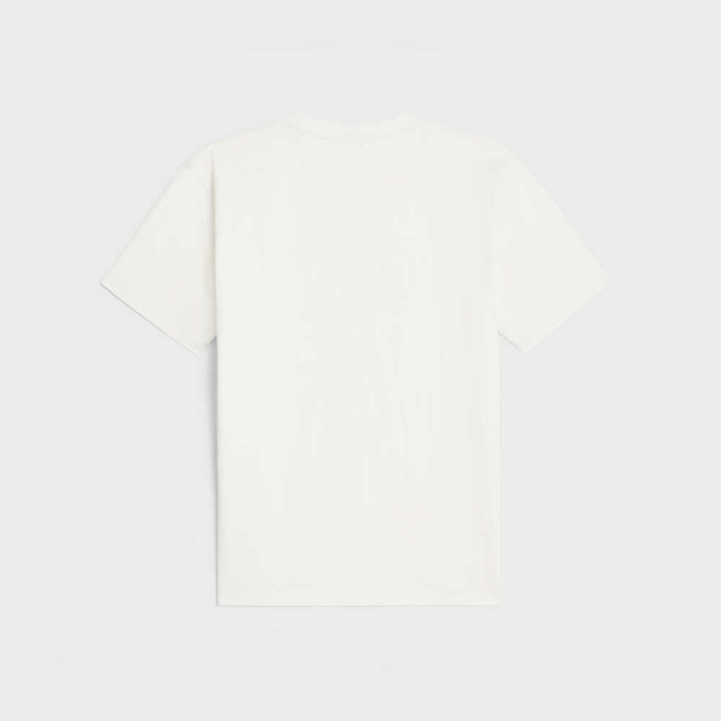 T-shirt Celine Wiltern In Coton Jersey Blanche Noir | CL-592786