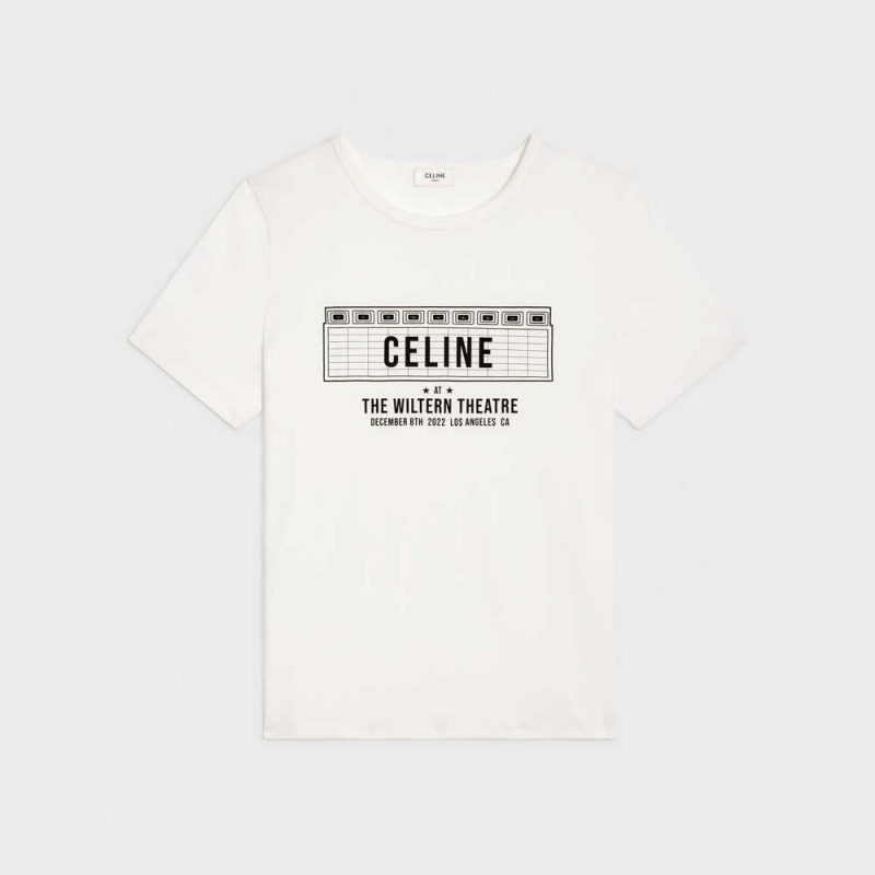 T-shirt Celine Wiltern In Coton Jersey Blanche Noir | CL-592773