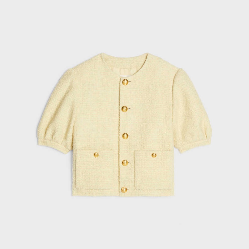 Vestes Celine Cardigan In Bouclé Tweed Abricot | CL-592629