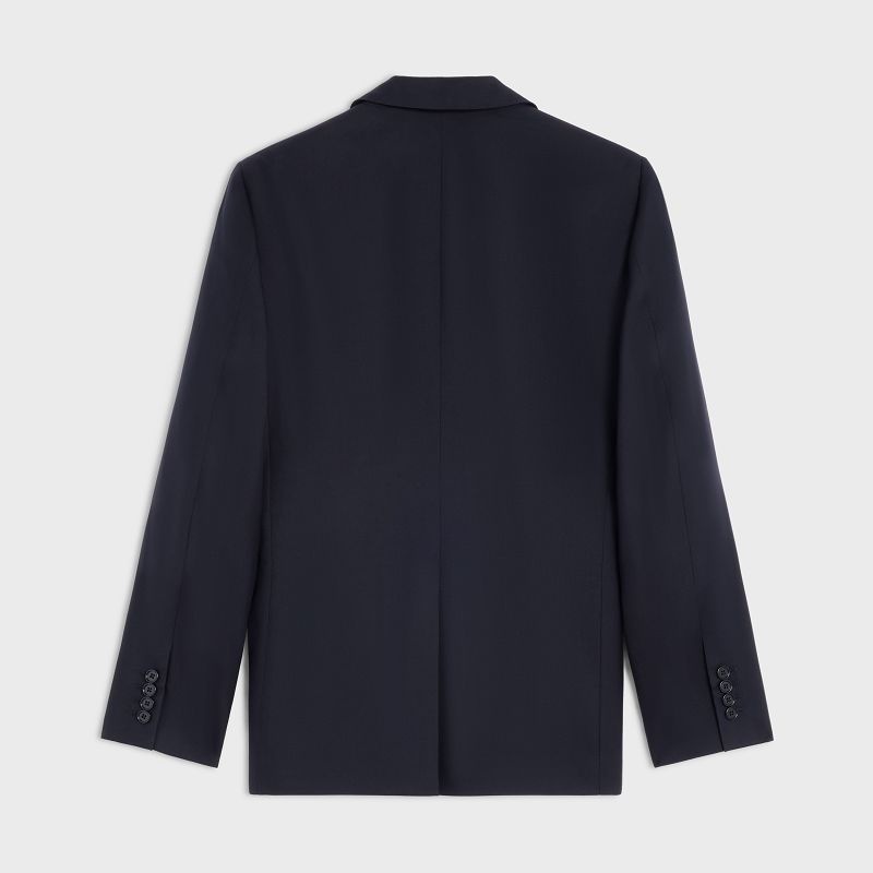 Vestes Celine Classiche In Laine Gabardine Bleu Marine | CL-591982