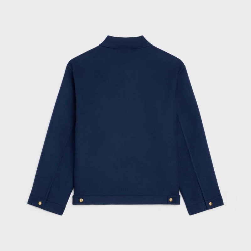 Vestes Celine Long Cardigan In Double Faced Cashmere Bleu Marine | CL-592647