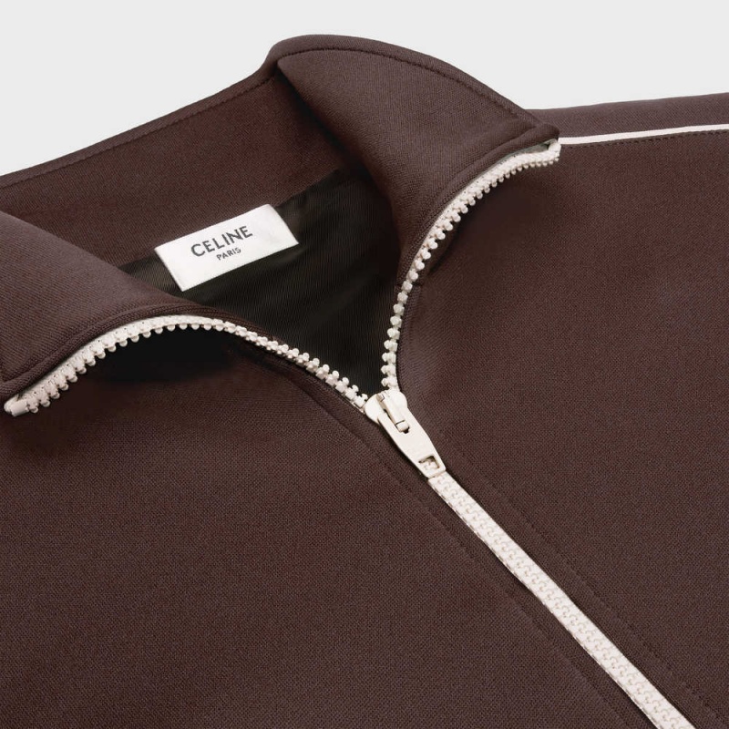 Vestes Celine Tracksuit In Double Face Jersey Marron Foncé Doré | CL-592675