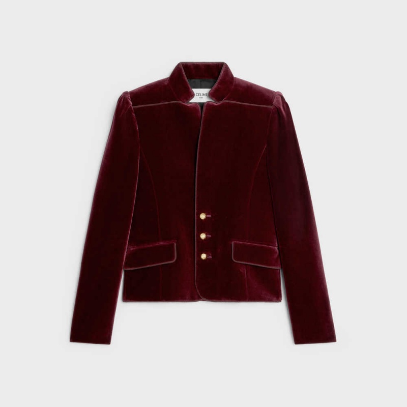 Vestes Celine Victorian In Coton Velvet Bordeaux | CL-592652